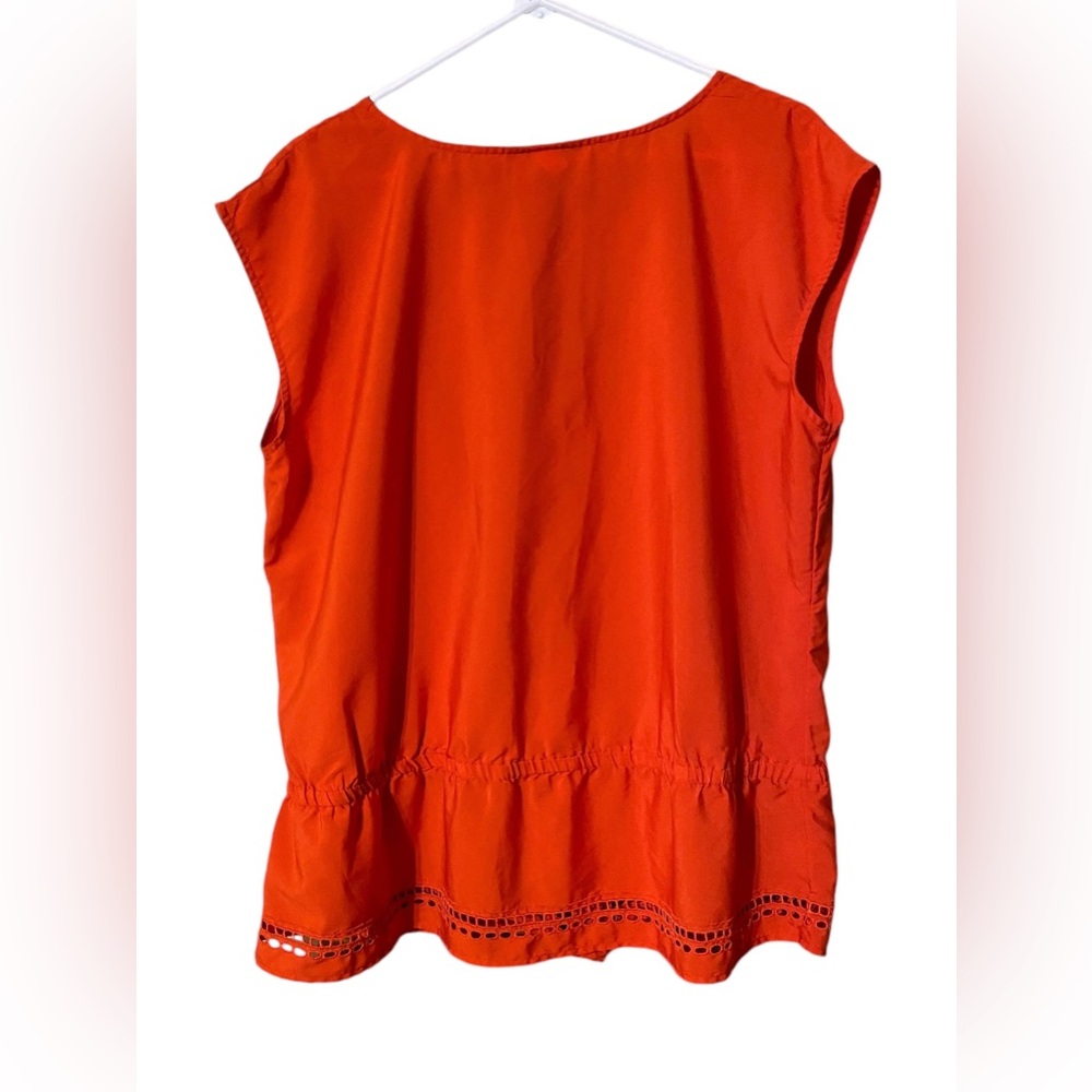 Lane Bryant Top Women’s 16 Eyelet  Sleeveless Drawstring Red Blouse BoHo Comfort - Picture 14 of 15